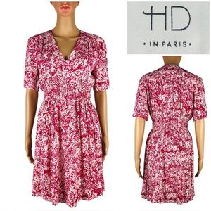 Anthropologie HD in Paris Pink and White Floral Dress Size 0